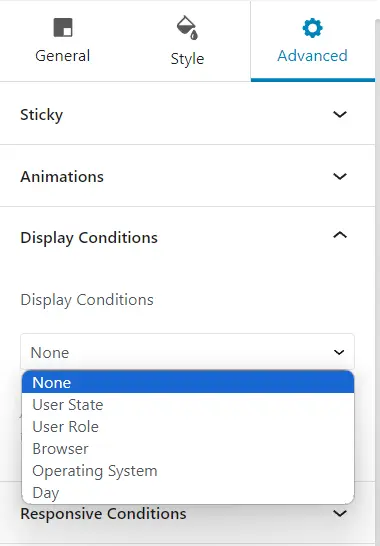 Spectra's Display Conditions