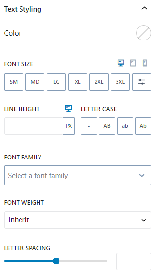 Kadence Blocks Typography Options